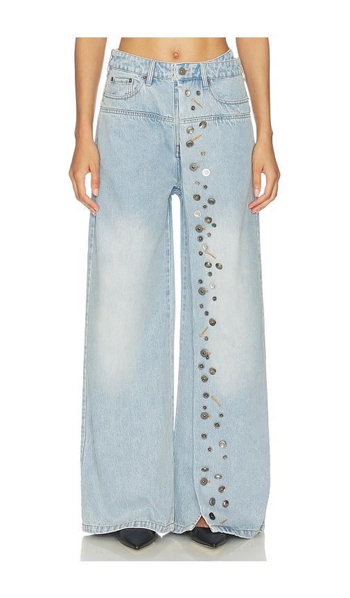 marrknull asymmetrical metal-button jean in blue. - size m (also in xs, s)