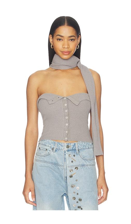 marrknull halter neck knit bandeau top in grey. - size l (also in m, s, xs)