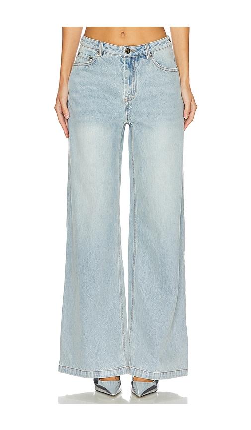 marrknull hollow out wide leg jeans in denim-light. - size s (also in xs)