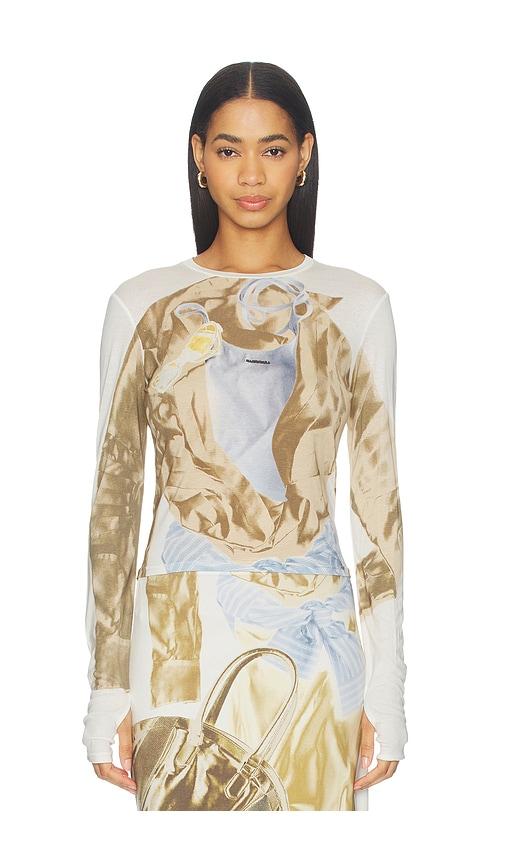 marrknull printed top in cream. - size l (also in m, s, xs)