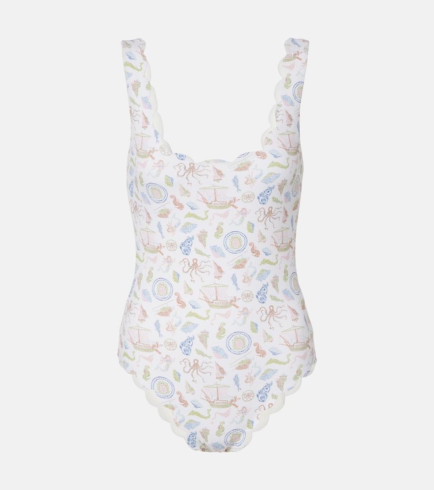 marysia palm springs printed scalloped swimsuit
