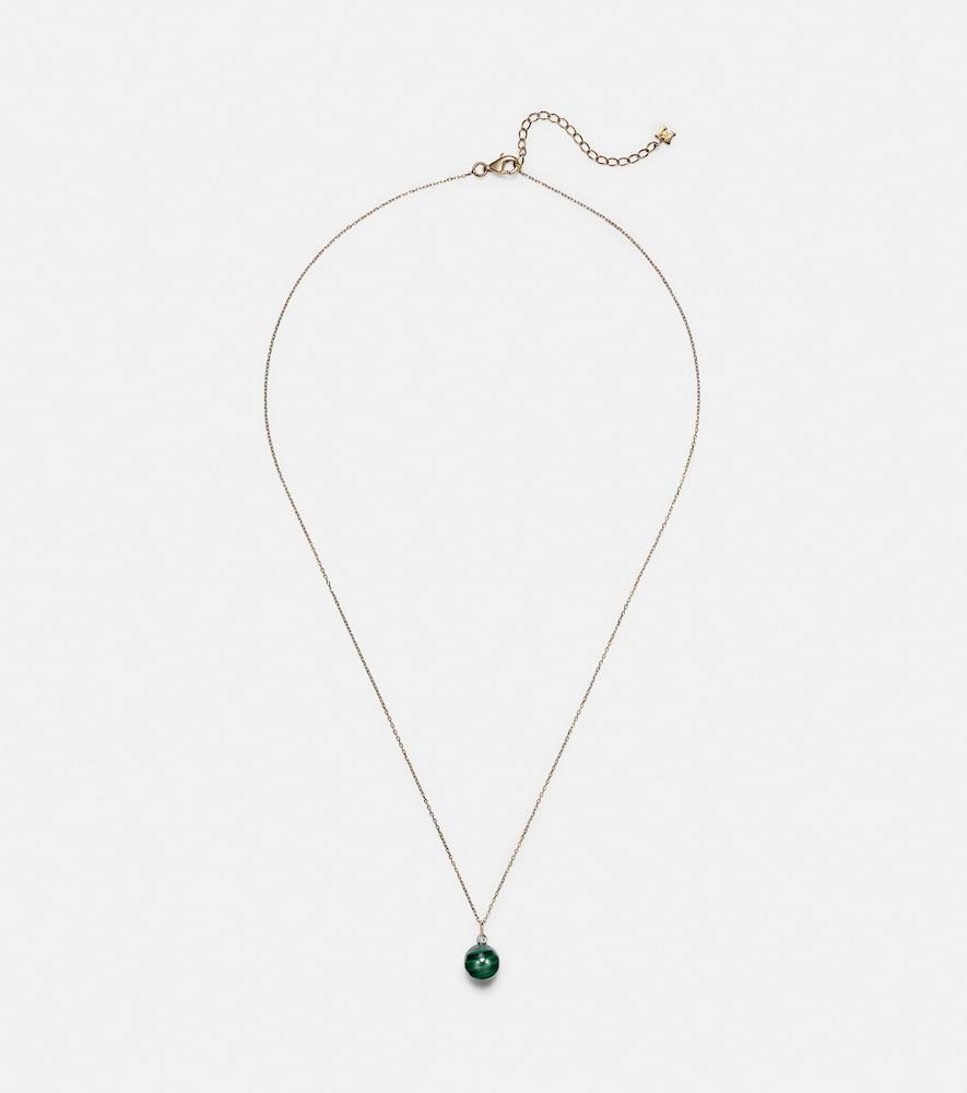 mateo 14kt gold dot necklace with malachite and diamond