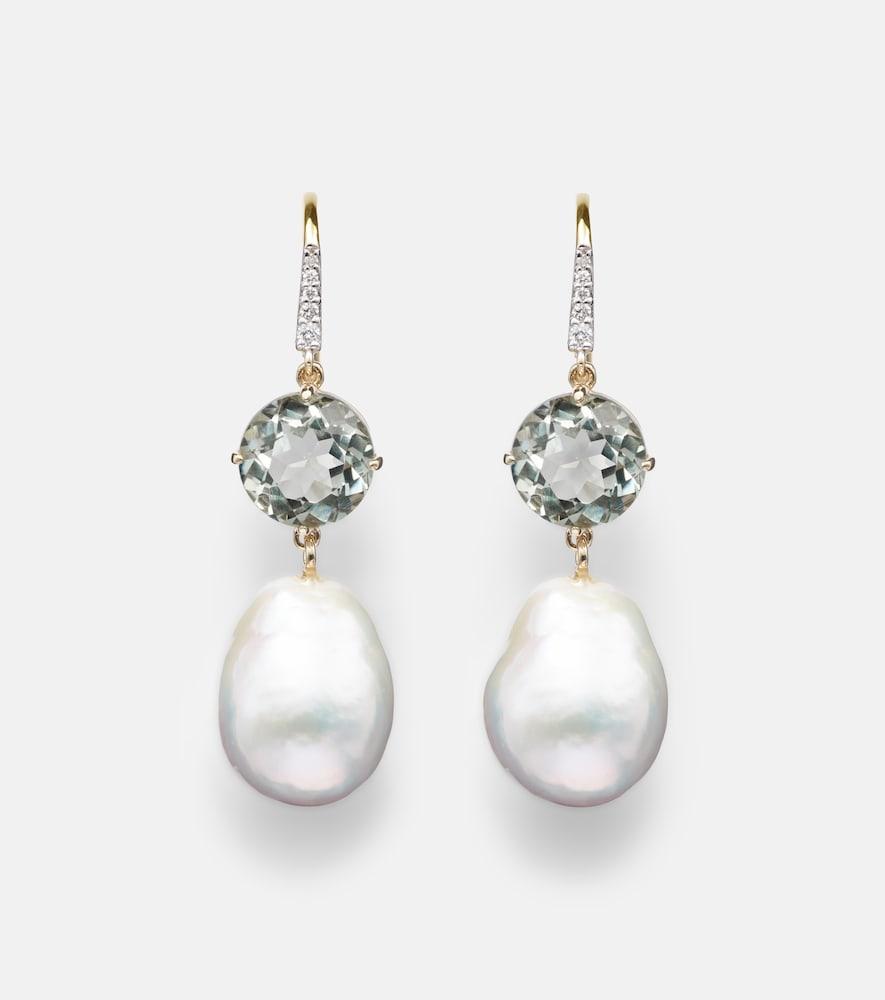 mateo 14kt gold drop earrings with amethysts, pearls, and diamonds