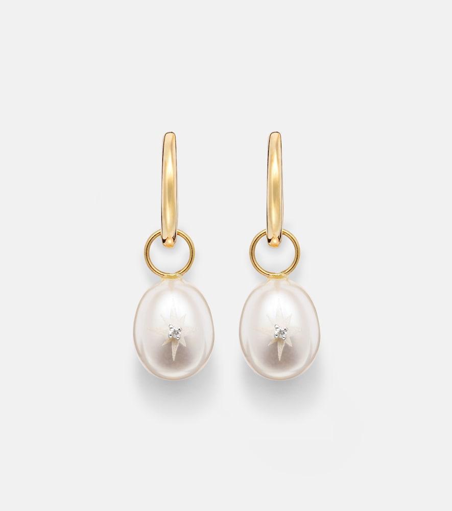 mateo 14kt gold drop earrings with pearls and diamonds