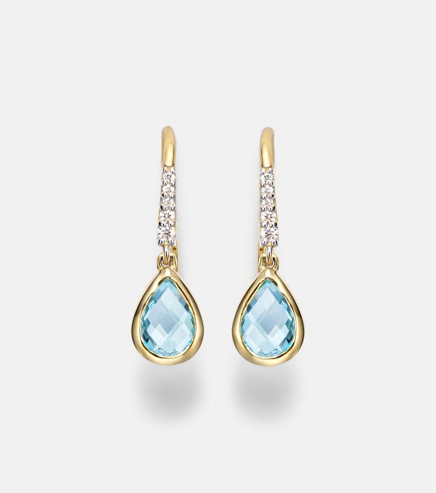 mateo 14kt gold drop earrings with topaz and diamonds