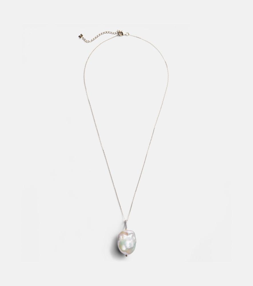 mateo 14kt gold necklace with baroque pearl and diamonds
