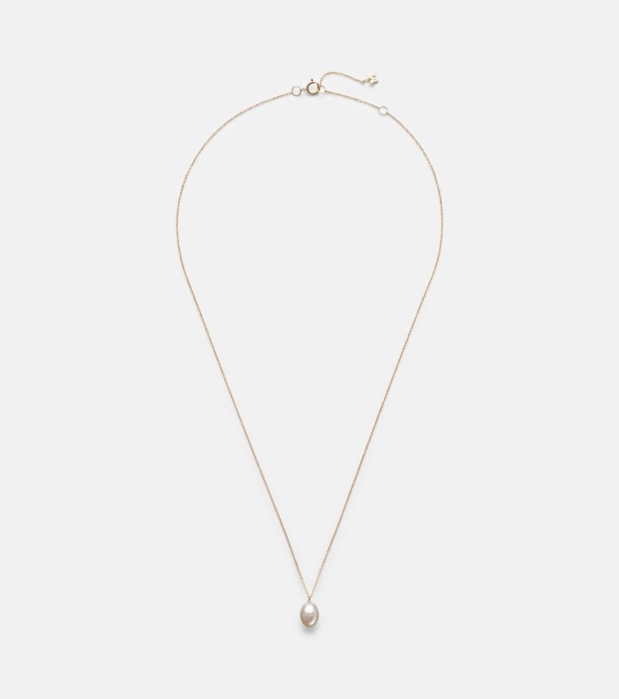 mateo 14kt gold pendant necklace with pearl and diamond