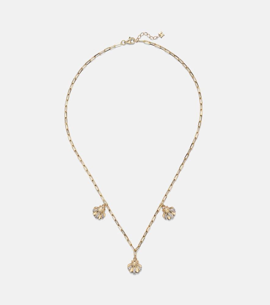 mateo 3 petite venus shell 14kt gold necklace with diamonds