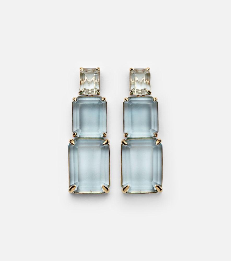 mateo arithmetic composition 14kt gold drop earrings with topaz