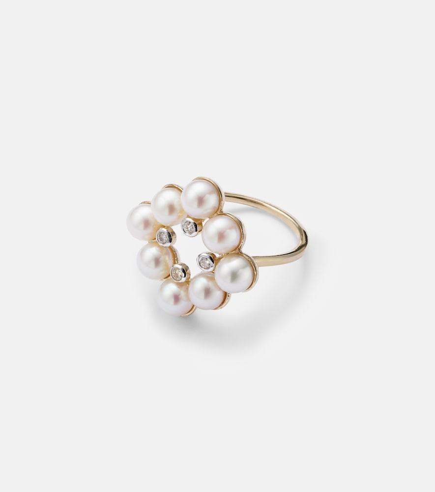 mateo cluster 14kt gold ring with pearls and diamonds