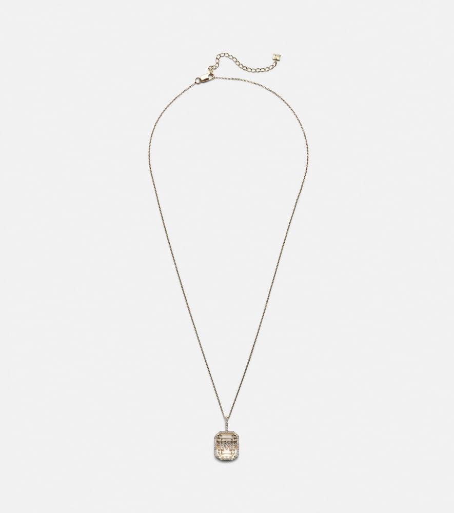 mateo initial 14kt gold necklace with quartz and diamonds