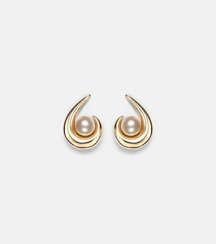 mateo pearl curl 14kt gold earrings with freshwater pearls