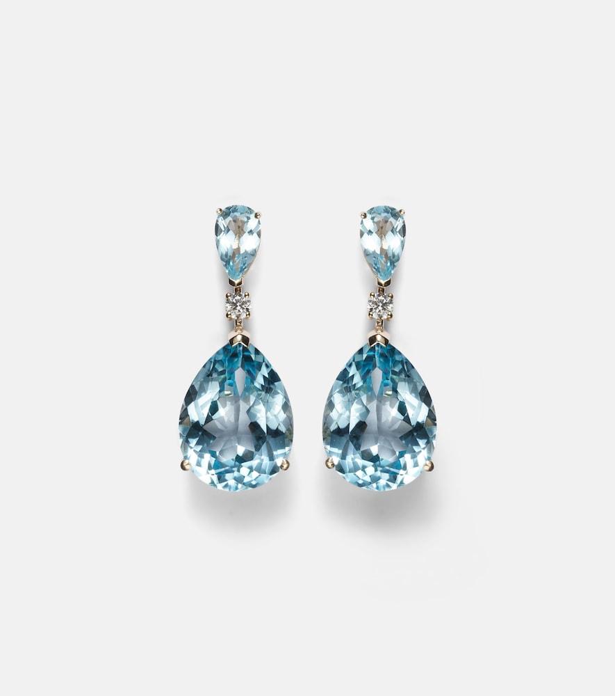 mateo sophia 14kt gold earrings with topaz and diamonds
