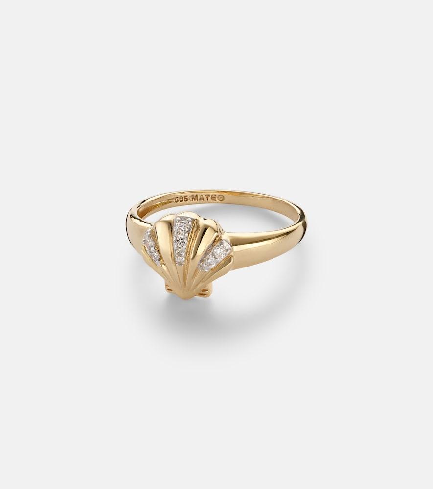 mateo venus 14kt gold ring with diamonds