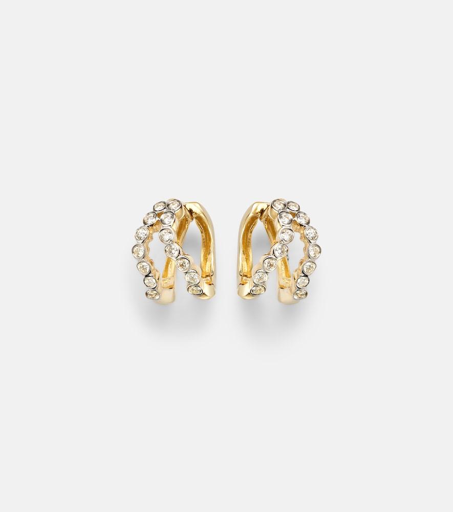 mateo wave 14kt gold huggie earrings with diamonds