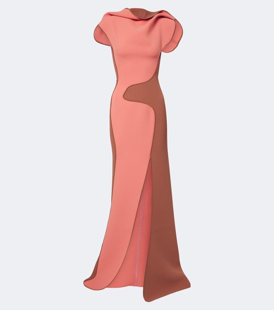 maticevski cinnamon draped paneled gown