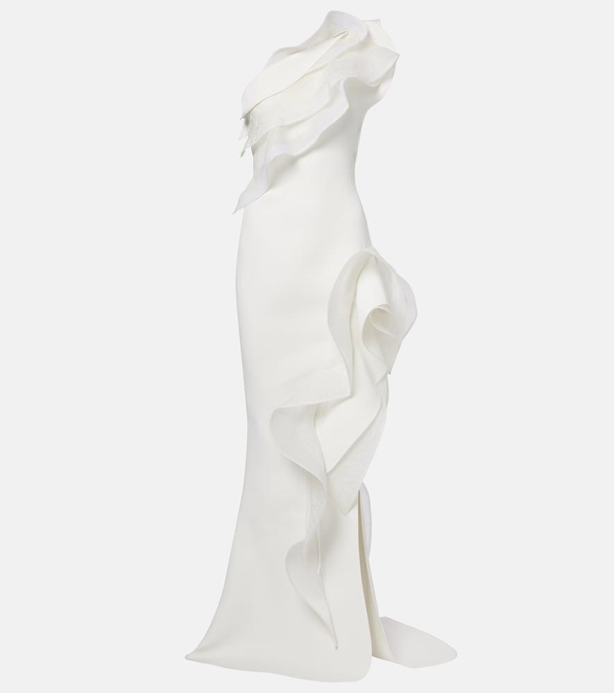 maticevski excitement ruffled one-shoulder gown