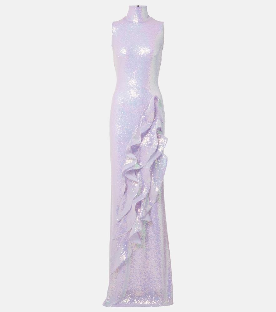 maticevski radiella wave ruffled sequined gown