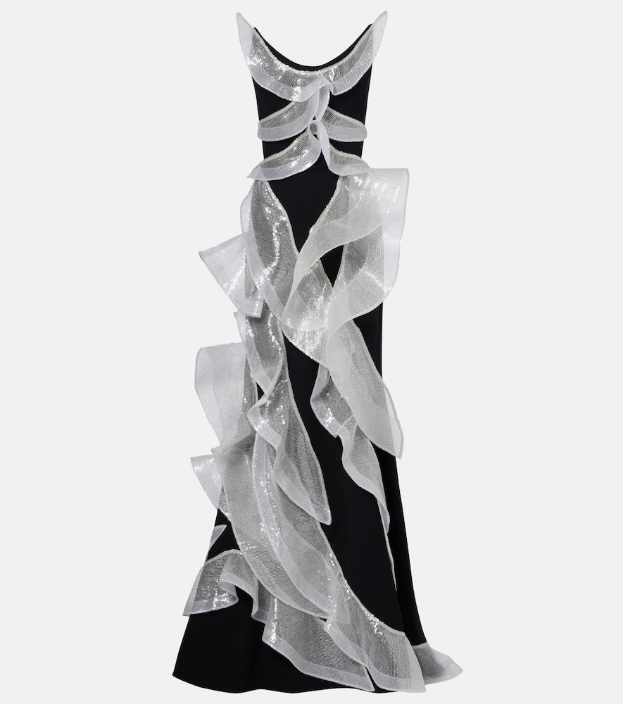 maticevski refraction sequined ruffled gown
