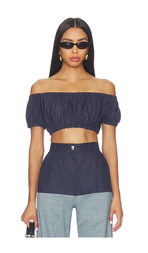 matthew bruch bubble crop top in navy. - size xl (also in xs)