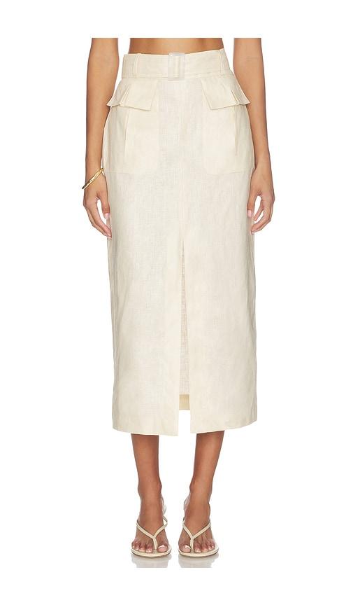 matthew bruch cargo midi skirt in cream. - size 0 (also in 2, 4, 6)