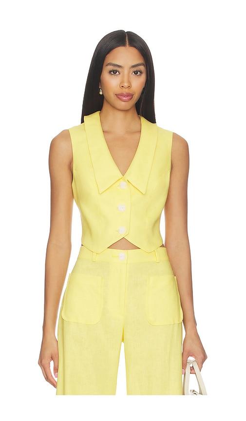 matthew bruch collared v-neck vest in yellow. - size 0 (also in 4)
