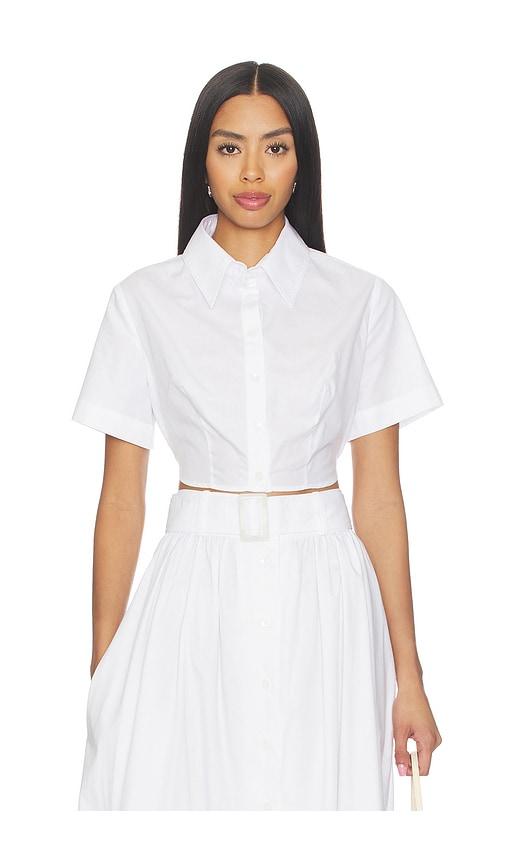 matthew bruch cropped tie back button up in white. - size l (also in s)