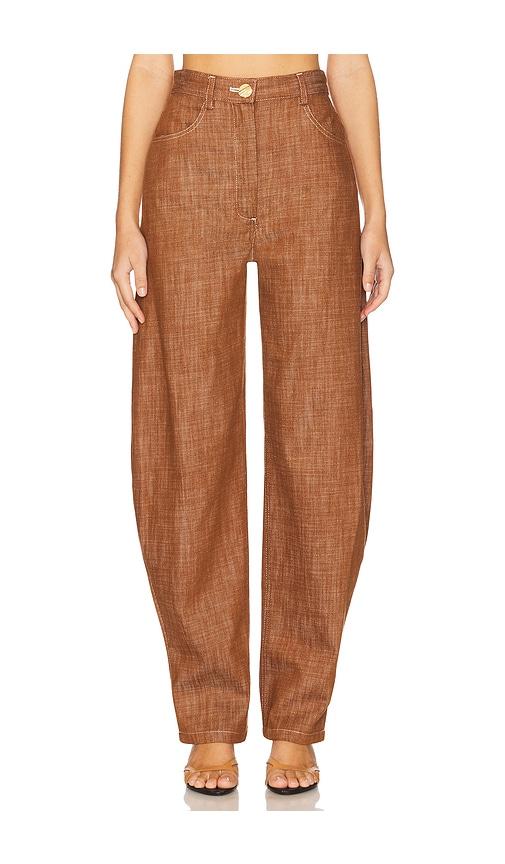 matthew bruch high-waist barrel wide leg in brown. - size 0 (also in 2)