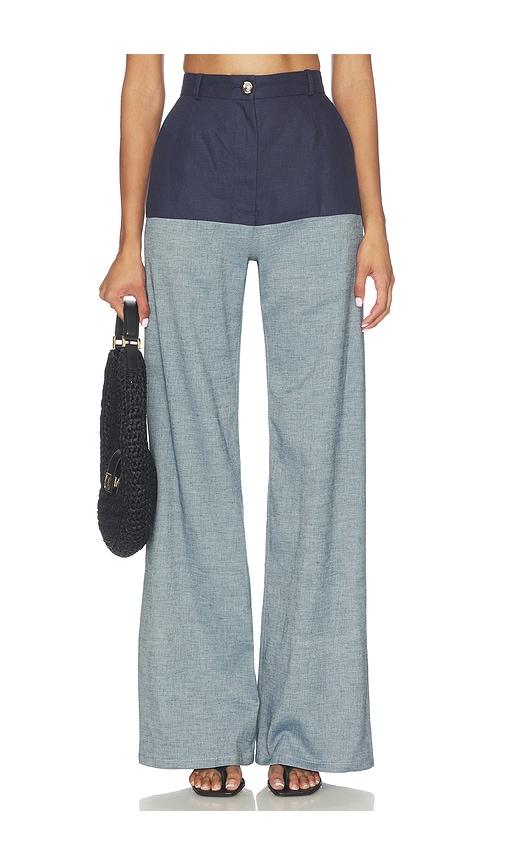 matthew bruch high-waist combo jeans in navy. - size 0 (also in 2, 4, 8)
