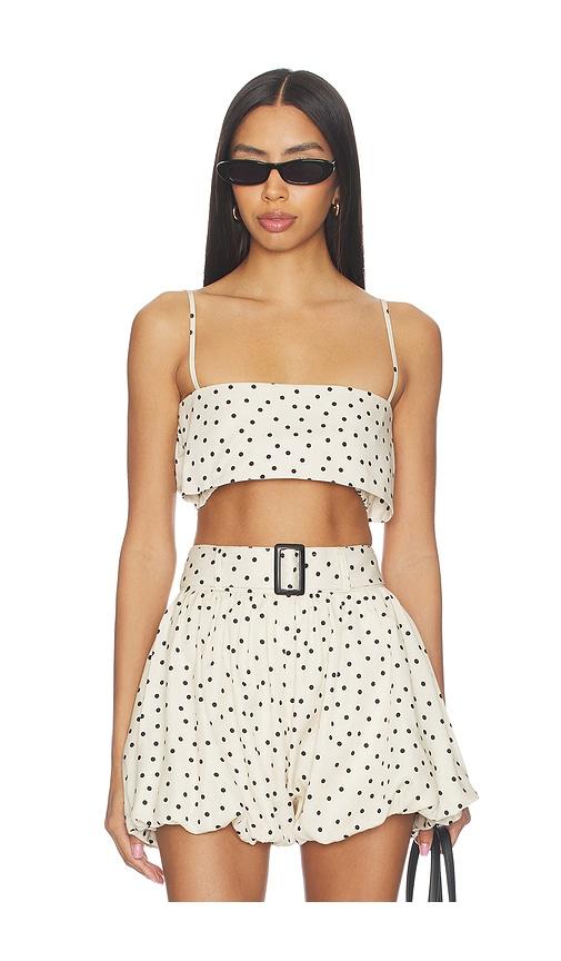 matthew bruch structured bandeau crop top in neutral,black. - size s (also in xs)