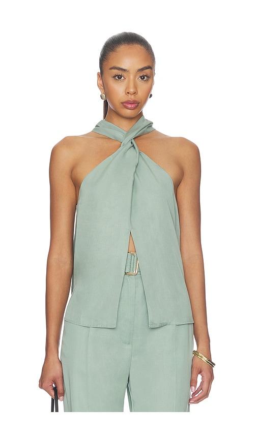matthew bruch twist halter top in teal. - size m (also in xs, s)