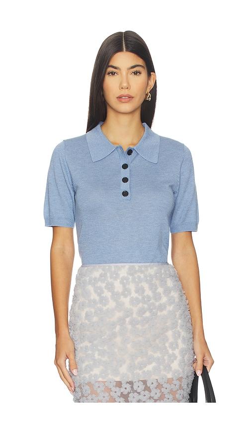 maude club darcy polo top in baby blue. - size l (also in s, xs, m, xl)