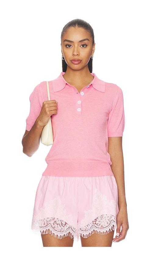 maude club darcy polo top in pink. - size l (also in xs, m)