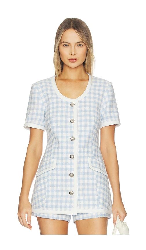 maude club frances jacket in light blue gingham in blue. - size m (also in xs, s)