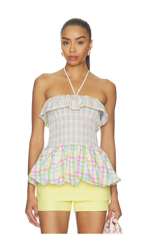 maude club goldie top in pink,green. - size l (also in xs, s, m, xl)