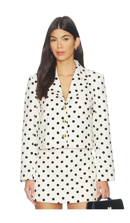 maude club marine jacket in black,white. - size l (also in s, xs, m, xl)