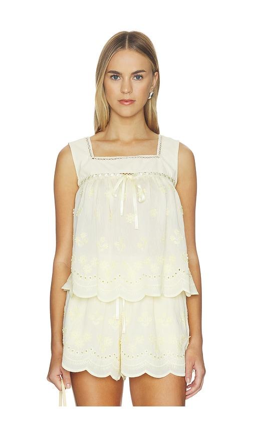 maude club odette top in yellow. - size l (also in xs, s, m, xl)