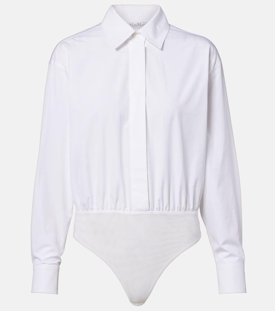 max mara aere cotton poplin and tulle bodysuit