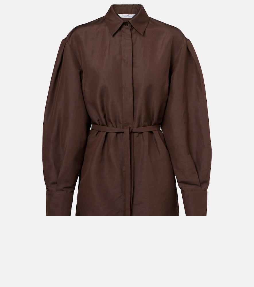 max mara affari belted linen and silk shirt