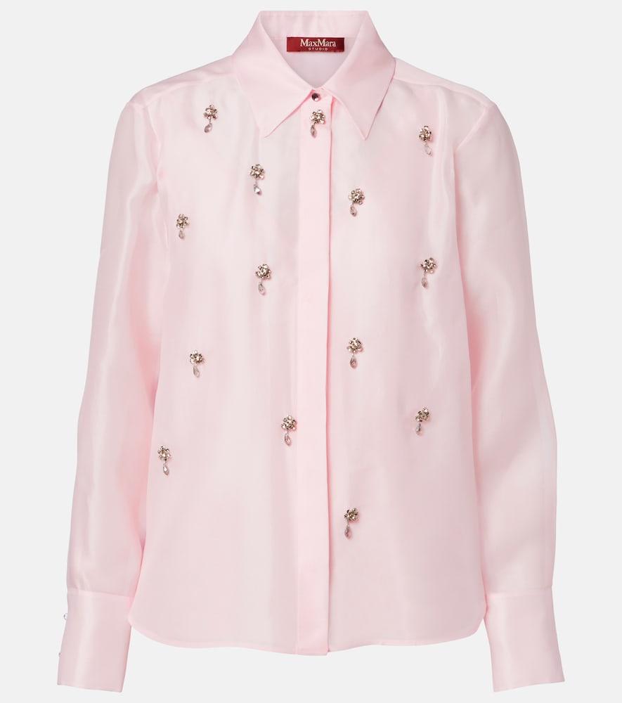 max mara agi crystal-embellished silk shirt