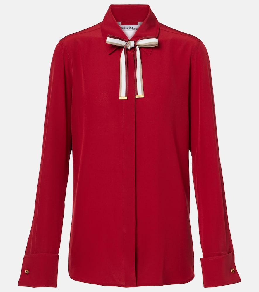max mara apollo bow-detail silk crêpe blouse