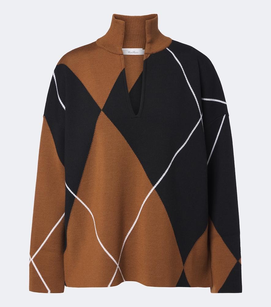 max mara argyle virgin wool sweater
