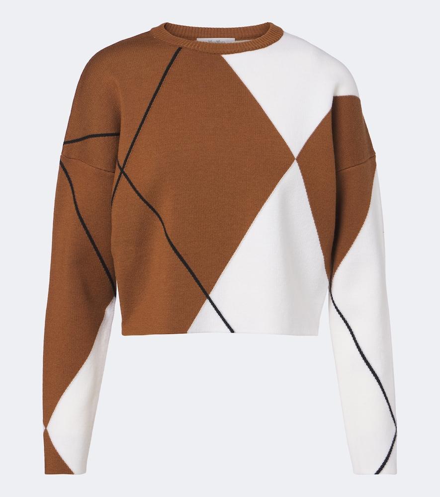 max mara argyle virgin wool sweater