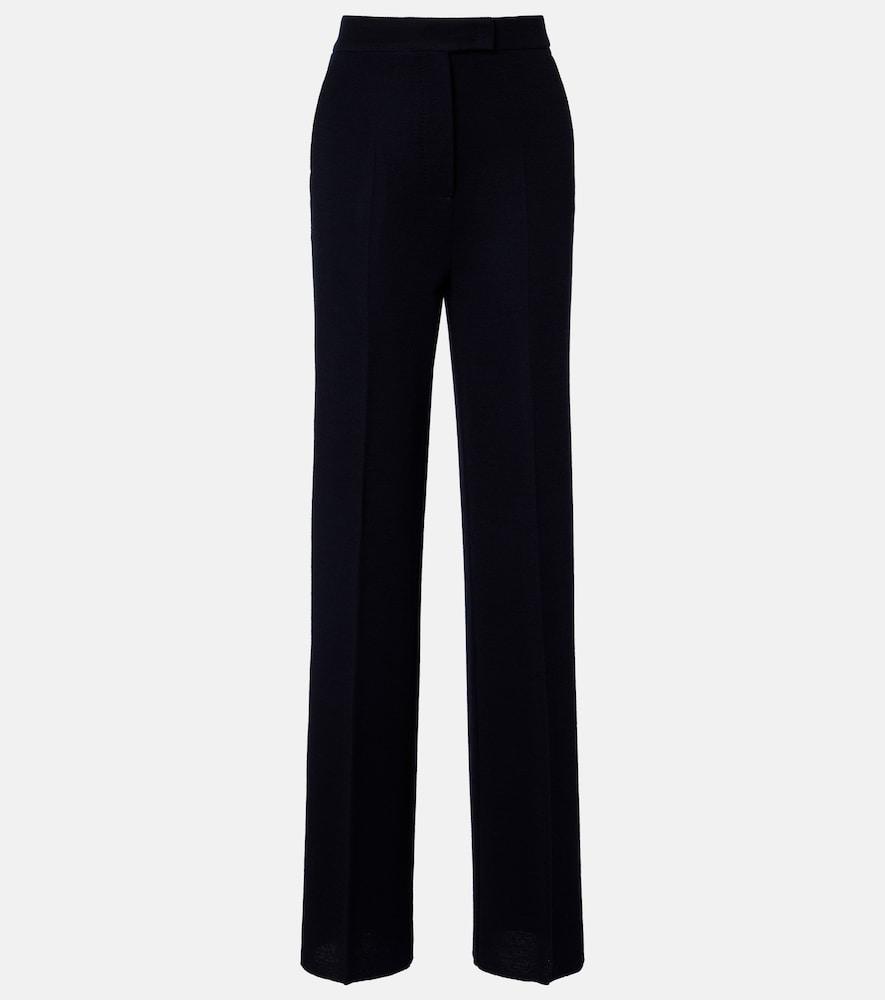 max mara attinia virgin wool piqué wide-leg pants