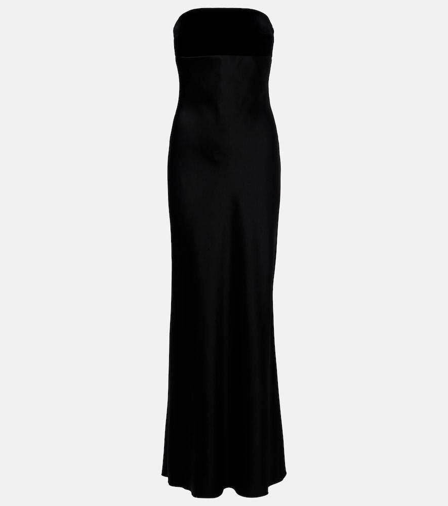 max mara baia velvet-trimmed satin bustier gown