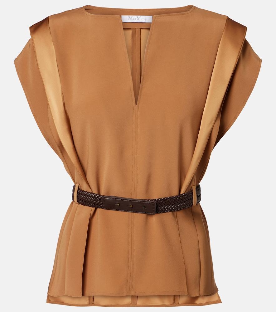 max mara belted crêpe top