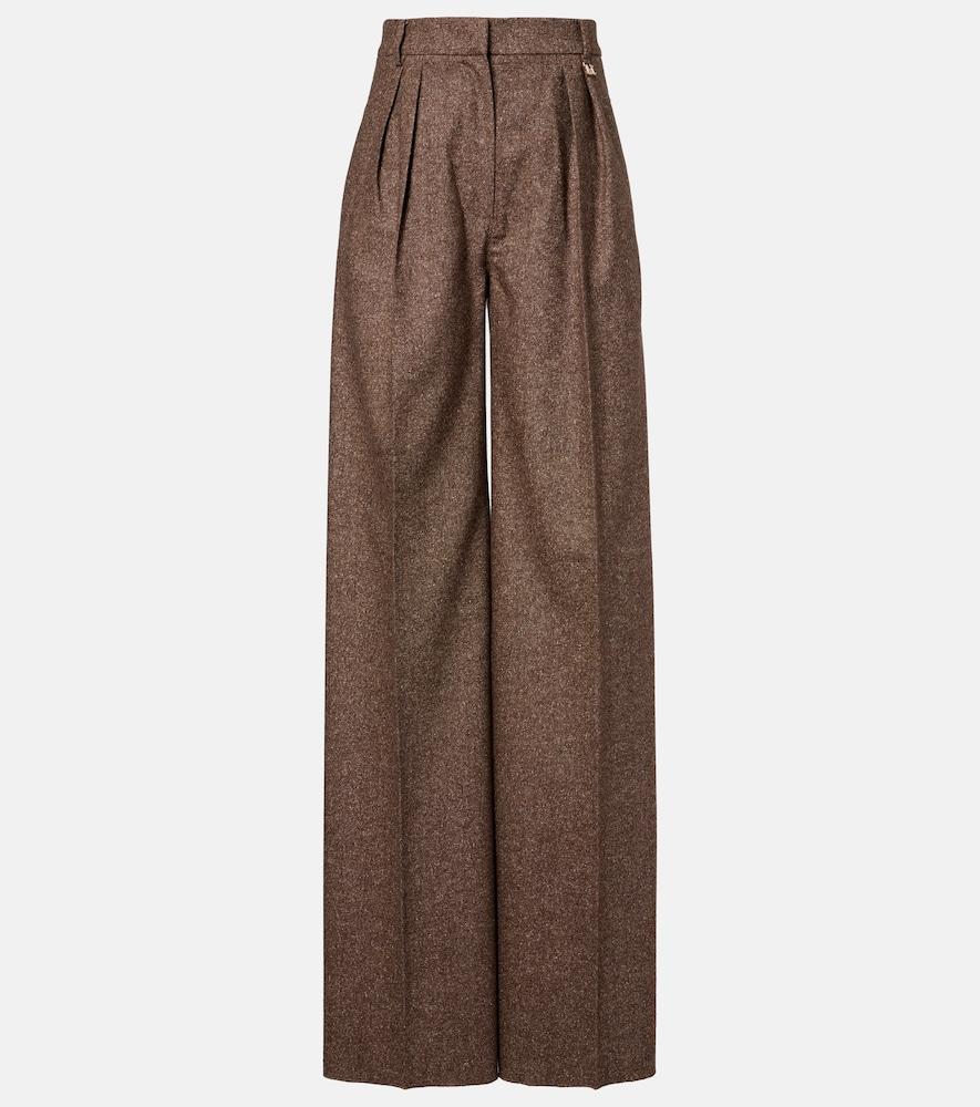 max mara brava wool and silk-blend wide-leg pants