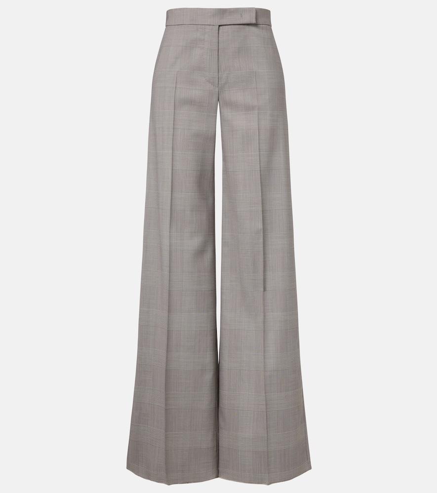 max mara checked virgin wool wide-leg pants