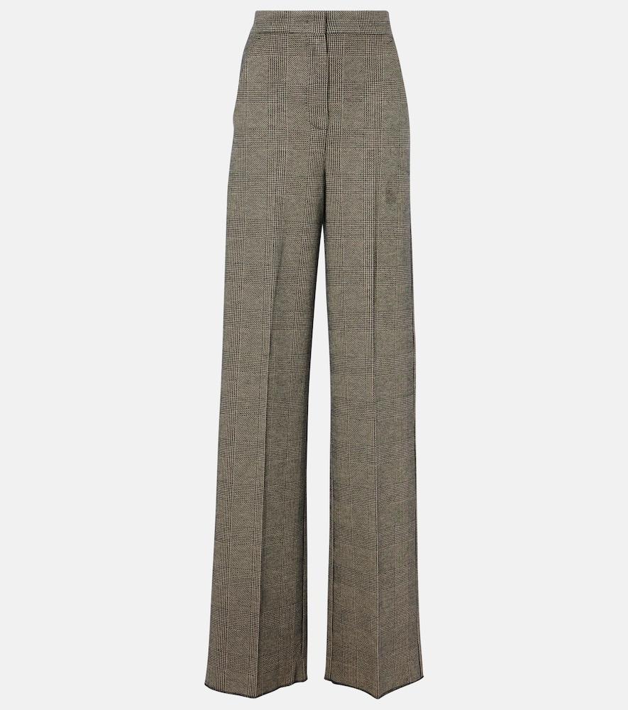 max mara cognac houndstooth wool-blend straight pants