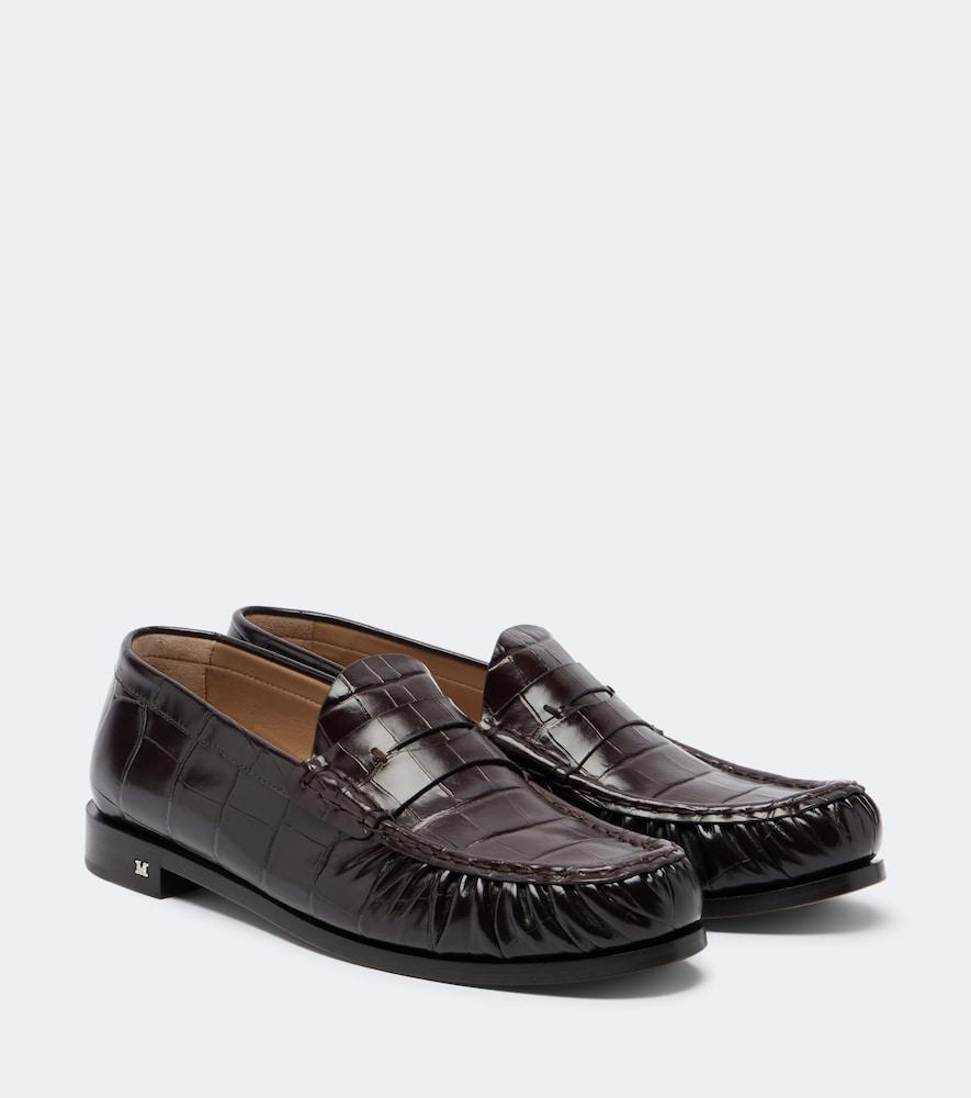 max mara croc-effect leather penny loafers